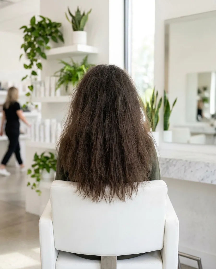 Keratin smoothing: before