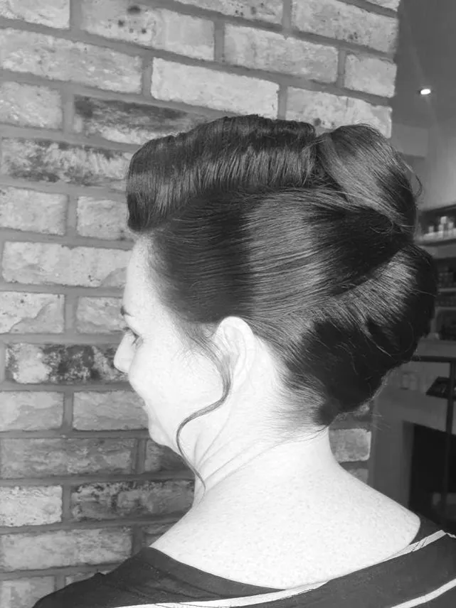 A sculpted hair-up